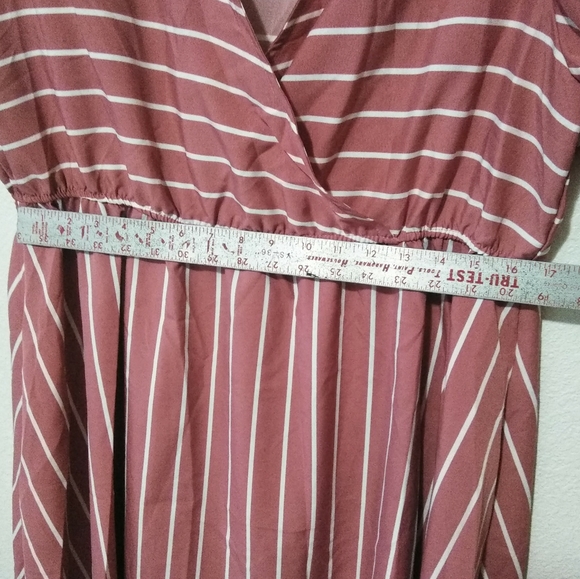 🚨50%off📦Shein Curve Dress Faux Wrap Knee Length Short Sleeve Pink 2X - Picture 3 of 12